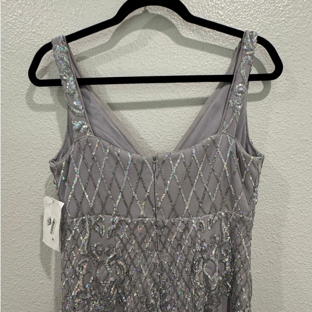 NIGHTWAY New $159 Silver Sequined Sheath Dress Size 4 - Picture 5 of 7